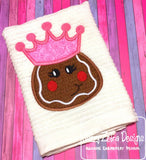 Princess Gingerbread girl applique machine embroidery design
