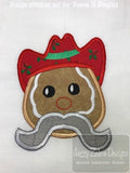 Cowboy Gingerbread man applique machine embroidery design