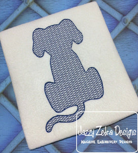 Dog silhouette motif filled machine embroidery design