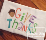 Give Thanks saying Thanksgiving machine embroidery design