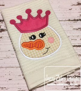 Princess Snowman applique machine embroidery design