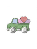 Truck with hearts sketch machine embroidery design