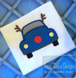 Car with reindeer decorations appliqué machine embroidery design