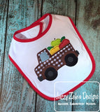 Truck with apples appliqué machine embroidery design