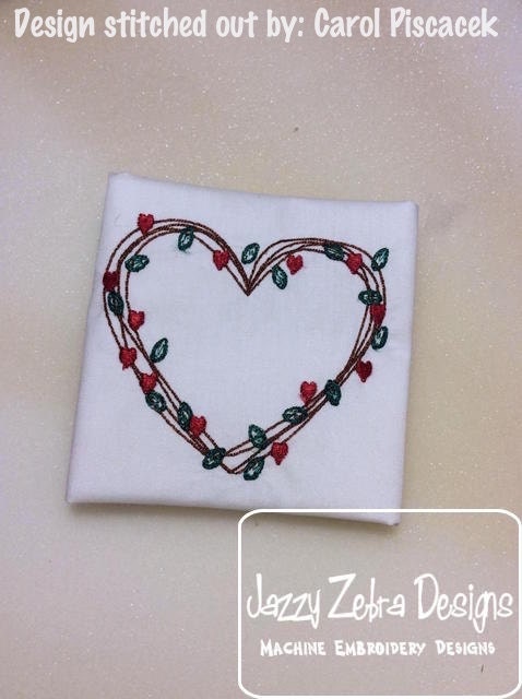 Simple heart vine wreath sketch machine embroidery design