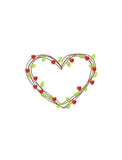 Simple heart vine wreath sketch machine embroidery design