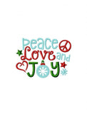 Peace, Love and Joy saying Christmas machine embroidery design