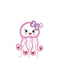 Jellyfish Valentine applique machine embroidery design