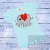 Elephant Valentine applique machine embroidery design