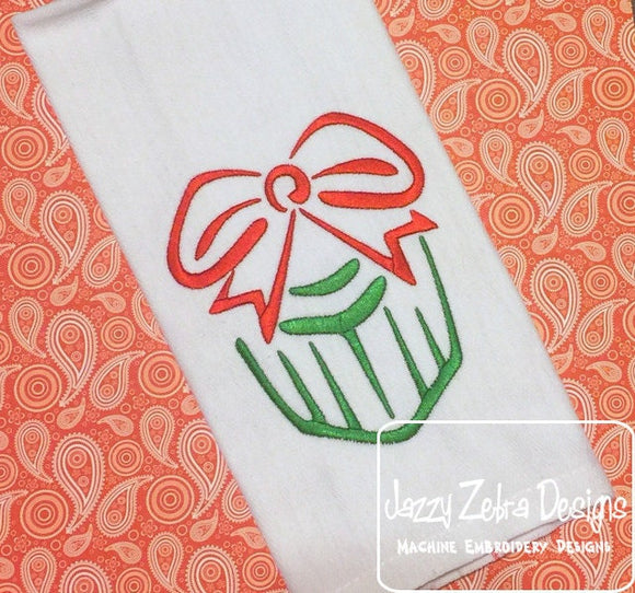 Present or gift satin stitch machine embroidery design