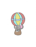 Elephant in hot air balloon sketch machine embroidery design