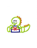 Dinosaur with gift or present appliqué machine embroidery design