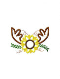 Antlers with sunflower Appliqué machine embroidery design