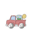 Truck with cupcake and balloon sketch machine embroidery design