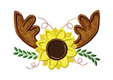 Antlers with sunflower Appliqué machine embroidery design