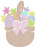 Easter basket with eggs motif filled machine embroidery design