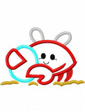 Crab with bunny ears and Easter egg appliqué machine embroidery design