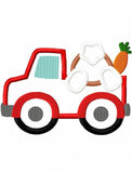 Truck with Easter bunny appliqué machine embroidery design