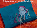 Santa believe sketch embroidery design