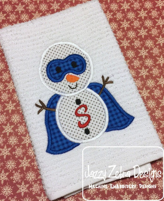 Super hero Snowman applique machine embroidery design