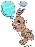 Bunny with balloon sketch machine embroidery design