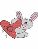Bunny with heart sketch machine embroidery design
