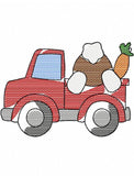 Truck with bunny and carrot sketch machine embroidery design