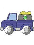 Truck with Saint Patrick's day pot of gold sketch machine embroidery design