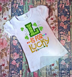 L is for Lucky saying Saint Patrick's Day appliqué machine embroidery design