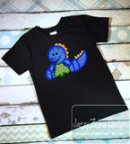 Dinosaur with clover/shamrock appliqué machine embroidery design