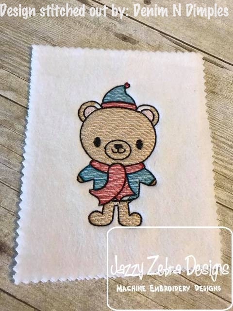 Winter Bear sketch machine embroidery design
