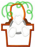 Potted carrot and Easter bunny tail appliqué machine embroidery design