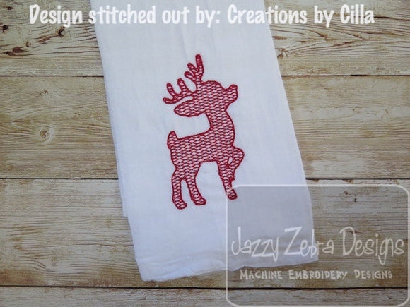 Christmas Reindeer silhouette motif filled machine embroidery design