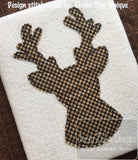 Deer silhouette bean stitch raggedy edge applique machine embroidery design