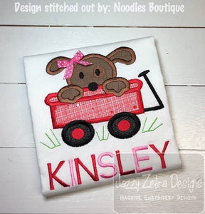 Puppy in Wagon Applique Machine Embroidery Design