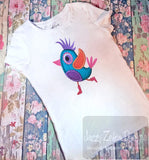 Colorful Bird applique machine embroidery design