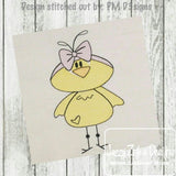 Easter girl chicken sketch embroidery design