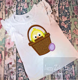 Chick in Easter basket appliqué machine embroidery design