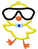 Boy Easter Chick wearing sunglasses appliqué machine embroidery design