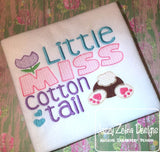 Little Miss Cottontail saying Easter machine embroidery design