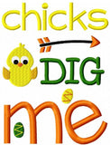 Chicks dig me saying Easter machine embroidery design