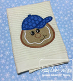 Boy Gingerbread wearing baseball hat applique machine embroidery design