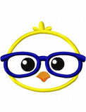 Boy Chick with glasses appliqué machine embroidery design