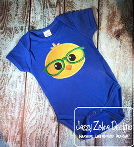 Boy Chick with glasses appliqué machine embroidery design