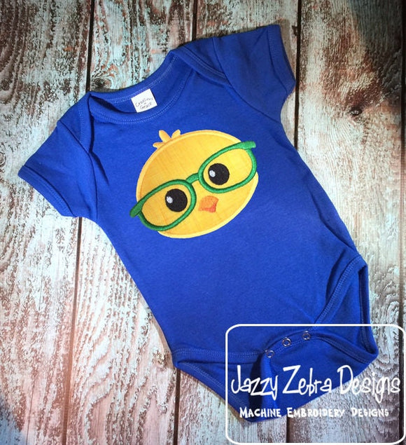 Boy Chick with glasses appliqué machine embroidery design
