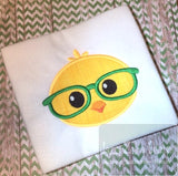 Boy Chick with glasses appliqué machine embroidery design