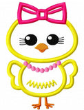 Easter Girl Chick applique machine embroidery design