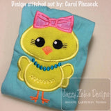 Easter Girl Chick applique machine embroidery design