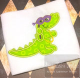 Alligator Mardi Gras appliqué machine embroidery design