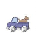 Truck with dog sketch machine embroidery design